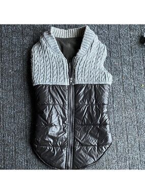 Doggie Vest. Gray and Black Quilted Vest. Fleece inside.